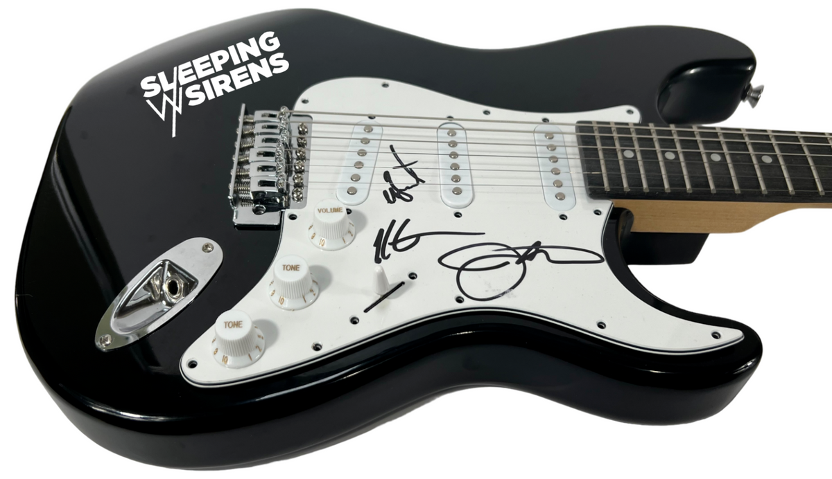 SLEEPING WITH SIRENS Signed Autograph Electric Guitar Band x3