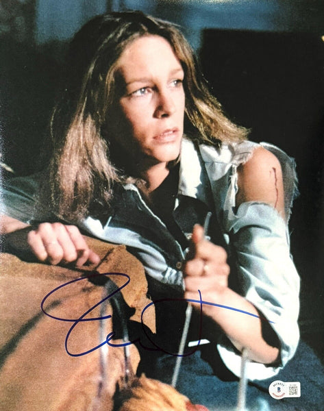 Jamie Lee Curtis Halloween Signed Autograph 11x14 Photo Laurie Strode BAS COA