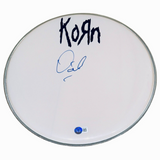 David Silveria KORN Signed Autograph 12" Drumhead Band Drummer Beckett COA