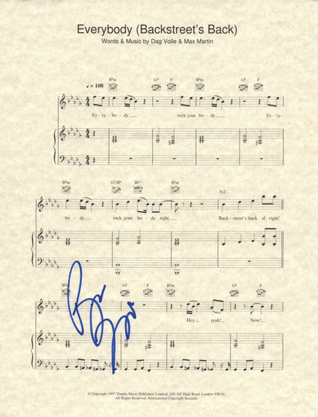 Brian Littrell Backstreet Boys Signed Everybody Backsteet's Back Sheet Music COA