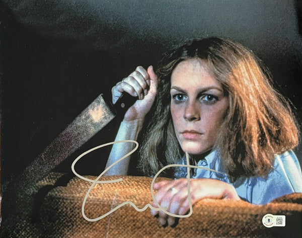 Jamie Lee Curtis Halloween Signed Autograph 11x14 Photo Laurie Strode BAS COA