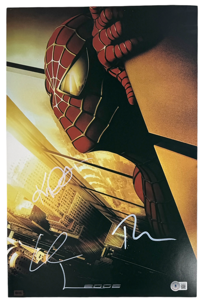 Spider-Man Cast Signed 12x18 Poster Photo Tobey Maguire Dafoe Dunst x3 BAS COA