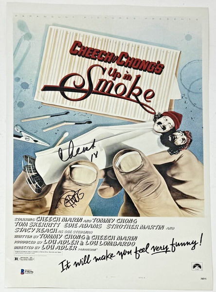 Cheech & Chong Signed Autograph Up In Smoke 12x18 Movie Poster Beckett COA