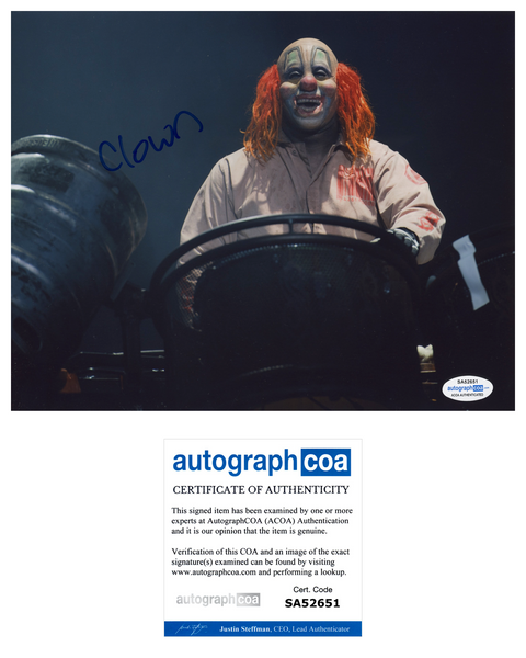 Clown Shawn Crahan SLIPKNOT Signed Autographed 8x10 Photo Drummer ACOA COA