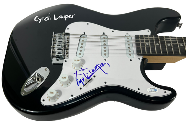 Cyndi Lauper Signed Autograph Electric Guitar Pop Singer ACOA COA