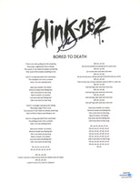 Matt Skiba Blink 182 Signed Autograph Bored To Death Lyric Sheet 8.5x11 ACOA COA