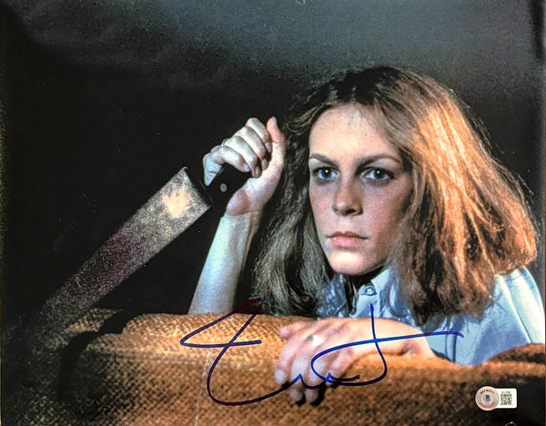 Jamie Lee Curtis Halloween Signed Autograph 11x14 Photo Laurie Strode BAS COA