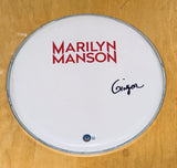 Ginger Fish Signed Autograph 12" Drumhead Marilyn Manson Drummer Beckett COA