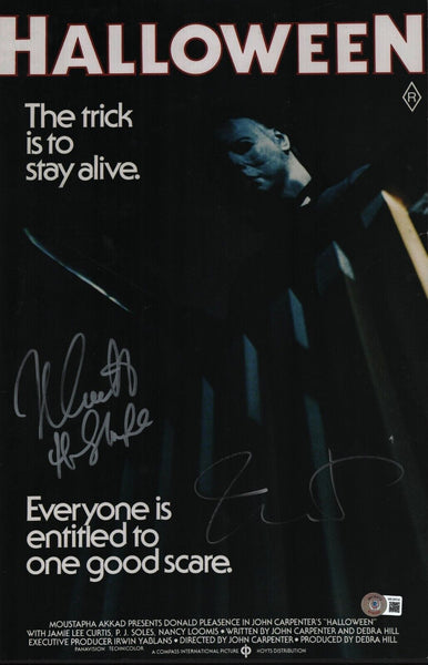 Jamie Lee Curtis & Nick Castle HALLOWEEN Signed 11x17 Poster Photo Autograph BAS