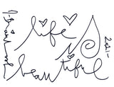 Mr. Brainwash Signed Autograph Life Is Beautiful Original Art 8.5x11 Sketch BAS