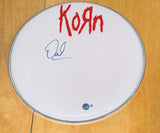 David Silveria KORN Signed Autograph 12" Drumhead Band Drummer Beckett COA