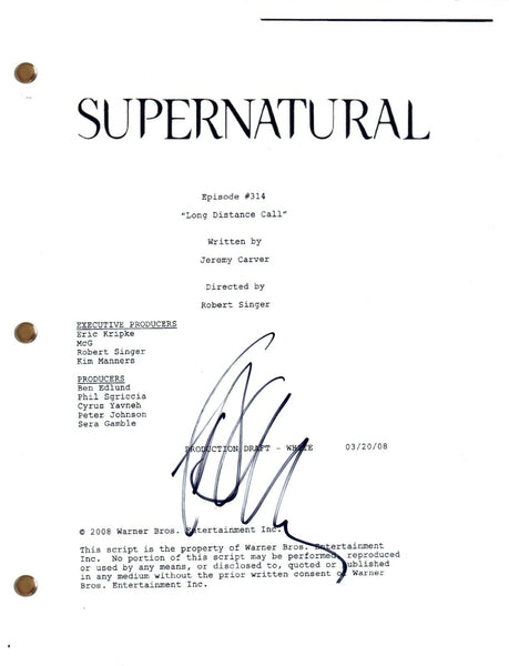 Jeffrey Dean Morgan SUPERNATURAL Signed Long Distance Call Autograph Script COA
