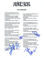 Maneskin Signed Autograph THE LONELIEST 8.5x11 Lyric Sheet Full Band Damiano COA