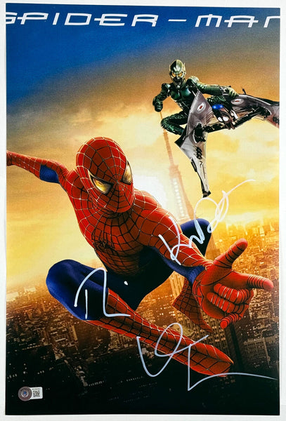 Tobey Maguire Spider-Man Cast Signed 12x18 Movie Poster x3 Dunst Dafoe Beckett