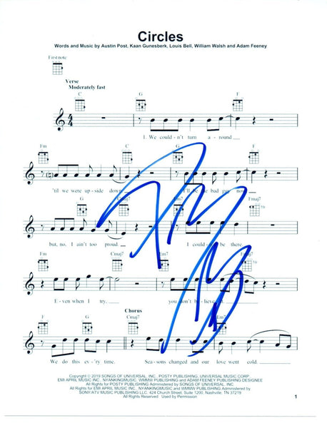 Post Malone Signed Autograph CIRCLES Sheet Music 8.5x11 Song Print Austin COA