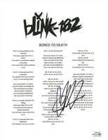 Matt Skiba Blink 182 Signed Autograph Bored To Death Lyric Sheet 8.5x11 ACOA COA