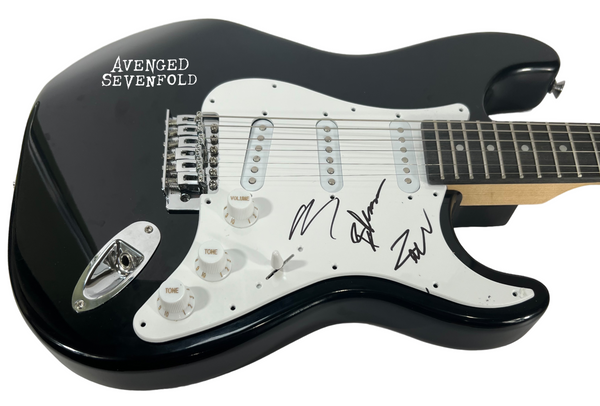 AVENGED SEVENFOLD Signed Autograph Electric Guitar M Shadows Zacky Brooks x3 COA
