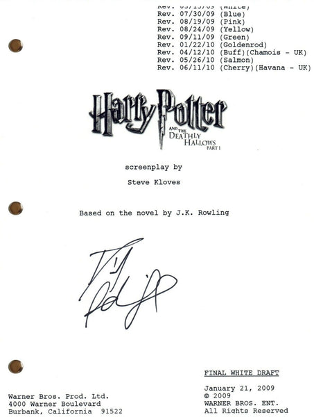 Daniel Radcliffe Signed Autograph HARRY POTTER Deathly Hallows Part 1 Script COA