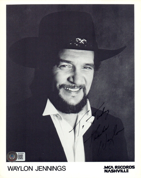 Waylon Jennings Signed Autograph 8x10 Photo Country Music Singer Beckett COA