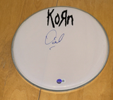 David Silveria KORN Signed Autograph 12" Drumhead Band Drummer Beckett COA