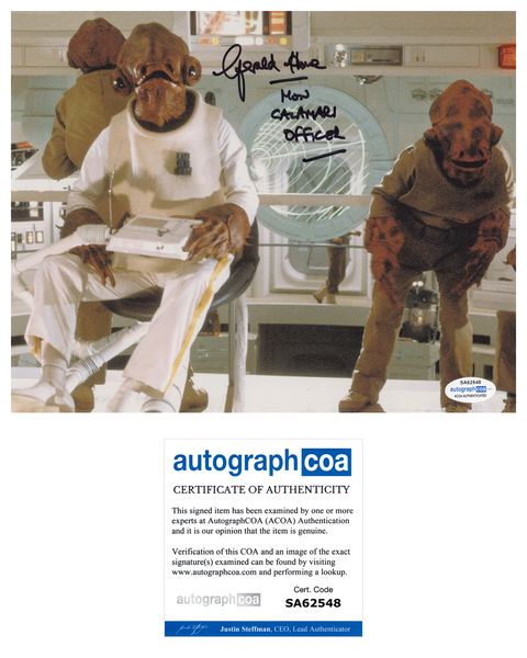 GERALD HOME Signed STAR WARS Autograph 8x10 Photo Mon Calamari Officer ACOA COA