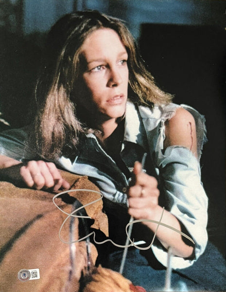 Jamie Lee Curtis Halloween Signed Autograph 11x14 Photo Laurie Strode BAS COA