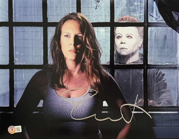 Jamie Lee Curtis Halloween Signed Autograph 11x14 Photo Laurie Strode BAS COA