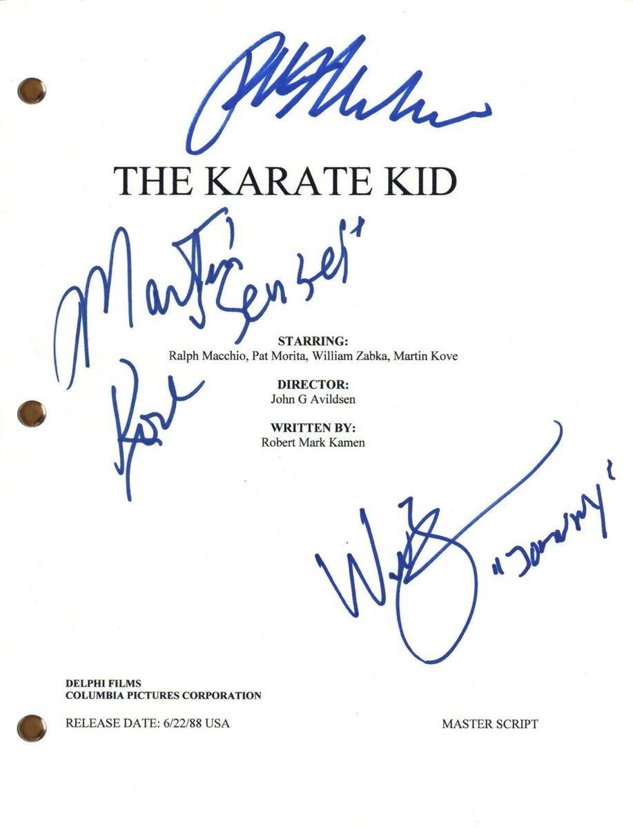 Karate Kid Cast Signed Movie Script Ralph Macchio William Zabka Martin ...
