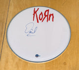 David Silveria KORN Signed Autograph 12" Drumhead Band Drummer Beckett COA