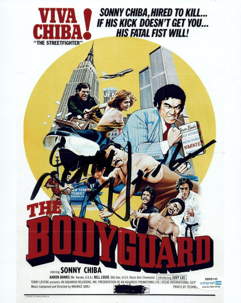 Sonny Chiba Signed 8x10 Photo THE BODYGUARD Autograph Street Fighter ACOA COA