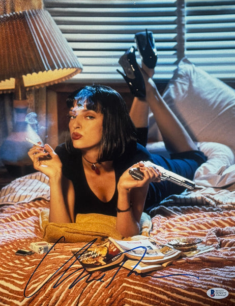 Uma Thurman Signed Pulp Fiction 11x14 Photo Autograph Mia Wallace Beckett COA