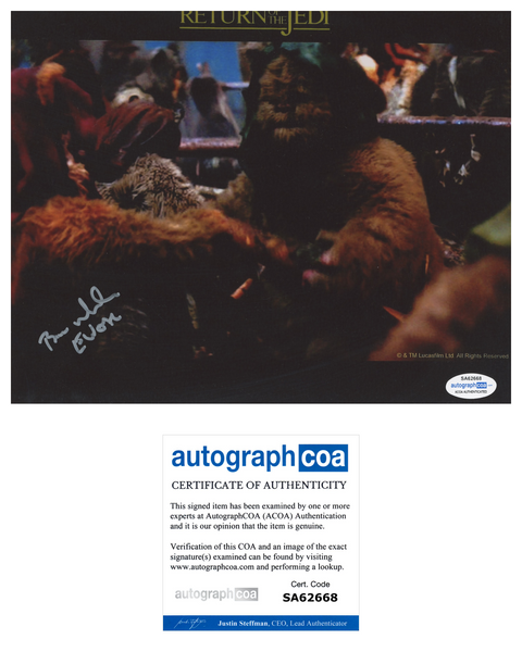 BRIAN WHEELER Signed STAR WARS Autograph 8x10 Photo Ewok Return of The Jedi ACOA