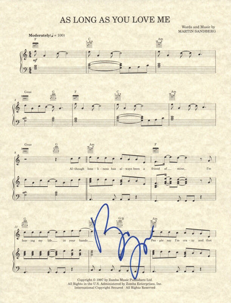 Brian Littrell Backstreet Boys Signed As Long As You Love Me Sheet Music COA