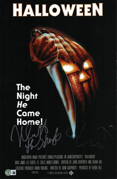 Jamie Lee Curtis & Nick Castle HALLOWEEN Signed 11x17 Poster Photo Autograph BAS