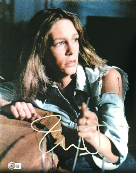 Jamie Lee Curtis Halloween Signed Autograph 11x14 Photo Laurie Strode BAS COA