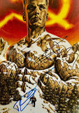 Sylvester Stallone Dolph Lundgren Signed Rocky IV 11x17 Poster Autograph BAS COA