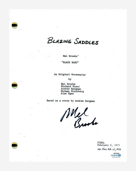 Mel Brooks Signed Autograph BLAZING SADDLES Movie Script Full Screenplay ACOA