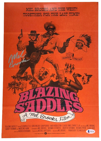 Mel Brooks Signed BLAZING SADDLES 11x17 Movie Poster Photo Autograph Beckett COA