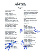 Maneskin Band Signed Autograph BEGGIN 8.5x11 Lyric Sheet Damiano Vic x4 COA