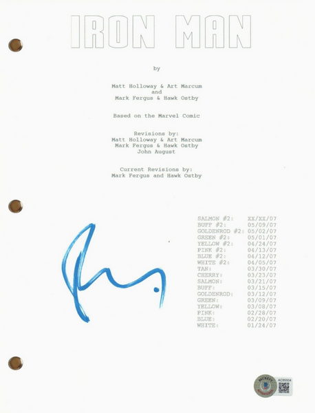 Robert Downey Jr. Signed Iron Man Movie Script Screenplay Autograph Beckett COA