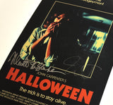 Jamie Lee Curtis & Nick Castle HALLOWEEN Signed 11x17 Poster Photo Autograph BAS