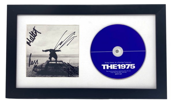 THE 1975 Band Signed BEING FUNNY IN A FOREIGN LANGUAGE CD Framed Autograph COA