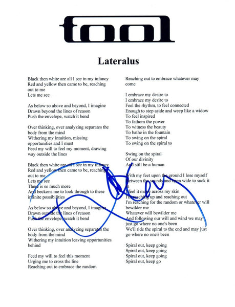 Danny Carey TOOL Signed Autograph Lateralus 8.5x11 Lyric Sheet Band Drummer COA