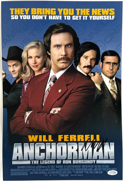 Will Ferrell Signed Anchorman The Legend of Ron Burgundy 12x18 Poster Photo ACOA