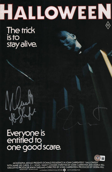 Jamie Lee Curtis & Nick Castle HALLOWEEN Signed 11x17 Poster Photo Autograph BAS