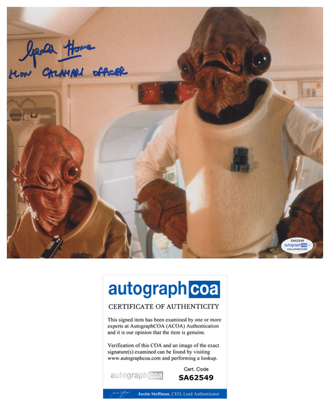 GERALD HOME Signed STAR WARS Autograph 8x10 Photo Mon Calamari Officer ACOA COA