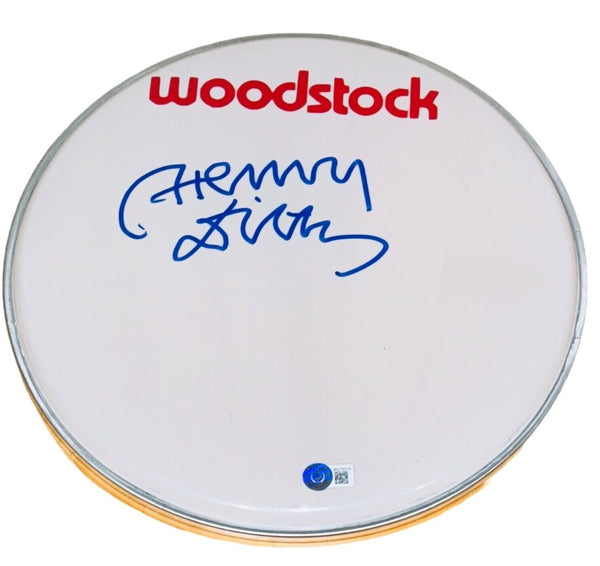 Henry Diltz Signed Autograph 12" Drumhead Woodstock '69 Photographer Beckett COA
