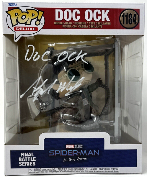 Alfred Molina Signed Spider-Man Doc Ock Funko Pop Deluxe Autograph Beckett COA