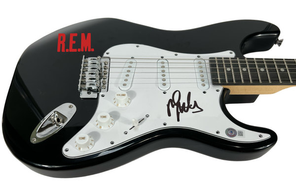 R.E.M. Mike Mills Signed Autograph Electric Guitar REM Band Beckett COA