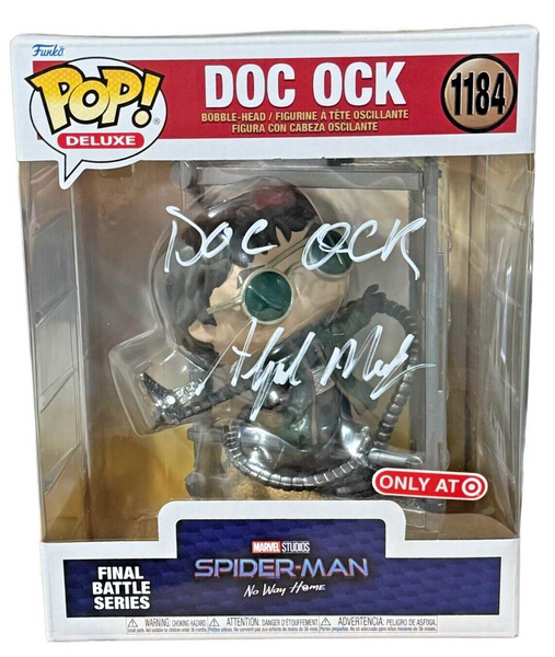 Alfred Molina Signed Spider-Man Doc Ock Funko Pop Deluxe 1184 Autograph BAS COA